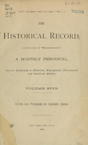 Cover of: The historical record by Andrew Jenson