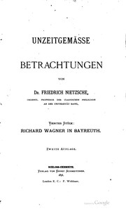 Cover of: Unzeitgemässe Betrachtungen by Friedrich Nietzsche
