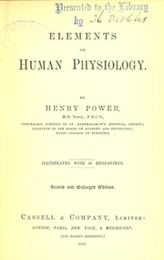 Cover of: Elements of human physiology