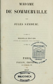 Cover of: Madame de Sommerville by Jules Sandeau