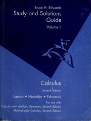 Cover of: Calculus - Study and Solutions Guide Volume II to accompany Calculus w/ Analytic Geometry