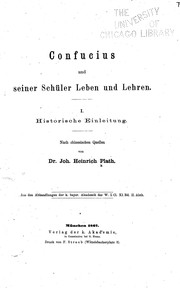 Cover of: Confucius und seiner Schüler Leben und Lehren by Johann Heinrich Plath