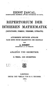 Cover of: Repertorium der höheren Mathematik: (definitionen, Formeln, Theoreme, Literatur). by Ernesto Pascal