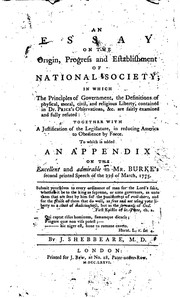 Cover of: An Essay on the Origin, Progress and Establishment of National Society: In ...