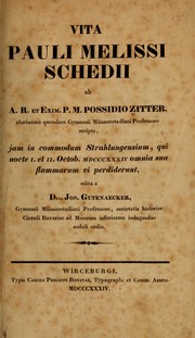 Cover of: Vita Pauli Melissi Schedii