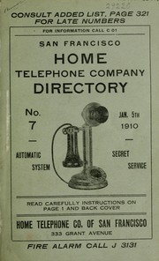 Cover of: San Francisco Home Telephone Company directory by Home Telephone Company (San Francisco, Calif.)