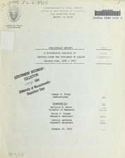 Cover of: Preliminary report by Marjorie E. Brown