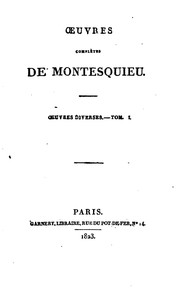 Cover of: OEUVRES COMPLETES DE MONTESQUIEU by GUEVRES DIVERSES-T0M . L.