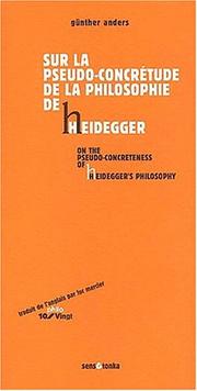 Cover of: Pseudo-croncretude de la philosophie... (sur la) by Gunther Anders