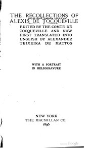 Cover of: The recollections of Alexis de Tocqueville