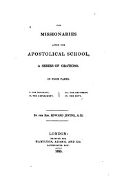 Cover of: For missionaries after the Apostolical school: a series of orations : in four parts