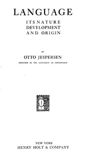 Cover of: Language by Otto Jespersen