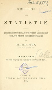 Geschichte der Statistik by Vincenz John