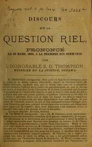 Cover of: Discours sur la question Riel, prononce le 22 Mars, 1886