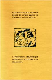 Cover of: Gauguin dans son dernier décor et autres textes de Tahiti by Victor Segalen