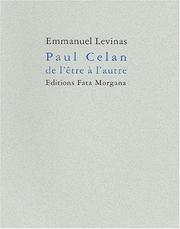 Cover of: Paul celan de l'être a l'autre