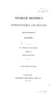 Cover of: Wilhelm Meister's apprenticeship and travels.