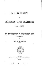 Cover of: Schweden in Böhmen und Mähren 1640-1650 by Beda Franziskus Dudík