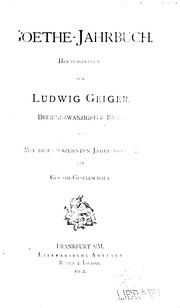 Cover of: Goethe-jahrbuch by Ludwig Geiger, Goethe-Gesellschaft (Weimar, Thuringia , Germany)