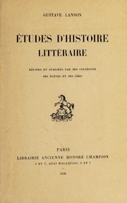 Cover of: Études d'histoire littéraire by Gustave Lanson