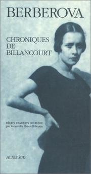 Cover of: Chroniques de Billancourt by Nina Berberova, Alexandra Pletnioff-Boutin