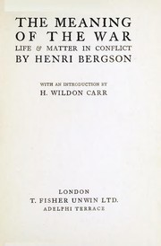 Cover of: The meaning of the war by Henri Bergson