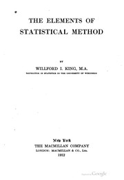 Cover of: The elements of statistical method by Willford Isbell King
