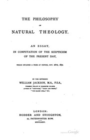 Cover of: The philosophy of natural theology. by Jackson, William