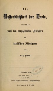 Cover of: Die unsterblichkeit der seele