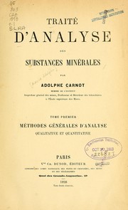 Cover of: Traité d'analyse des substances minérales