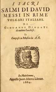 Cover of: I Sacri Salmi di David by Giovanni Diodati