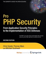 Cover of: Pro PHP Security by Chris Snyder, Thomas Myer, Michael Southwell