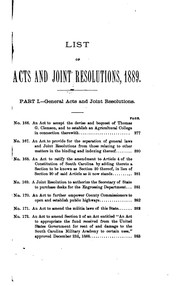 Cover of: Acts and Joint Resolutions of the General Assembly of the State of South ... by South Carolina
