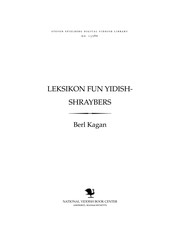 Cover of: Leḳsiḳon fun Yidish-shraybers by Berl Kagan