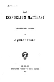 Cover of: Das Evangelium Matthaei