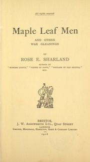 Cover of: Maple Leaf Men by Rose E. Sharland