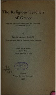 Cover of: The religious teachers of Greece by James Adam