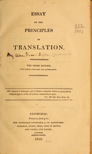 alexander tytler essay on the principles of translation