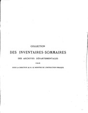 Cover of: Inventaire-sommaire des Archives départementales antérieures à MDCCXC, Indre ...