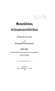 Cover of: Menschliches, Allzumenschliches: Ein Buch für freie Geister by Friedrich Nietzsche