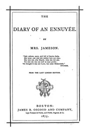 Cover of: Diary of an ennuyée by Mrs. Anna Jameson