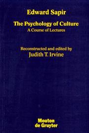 Cover of: The psychology of culture by Edward Sapir, Edward Sapir