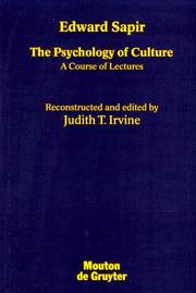 Cover of: The Psychology of Culture by Edward Sapir