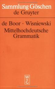 Cover of: Mittelhochdeutsche Grammatik: Durchgesehen in Zusammenarbeit Mit Helmut Beifuss (Sammlung Goschen , Vol 2209)