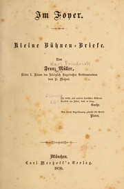 Cover of: Im Foyer.: Kleine Bühnen-briefe.