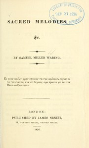 Cover of: Sacred melodies, &c by Samuel Miller Waring