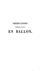 Cover of: Observations Meteorologiques En Ballon by Gaston Tissandier