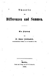 Cover of: Theorie der Differenzen und Summen: Ein Lehrbuch
