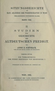 Cover of: Studien zur Geschichte der altdeutschen Predigt by Anton E. Schönbach