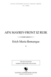 Cover of: Afn mayrev-fronṭ iz ruiḳ by Erich Maria Remarque